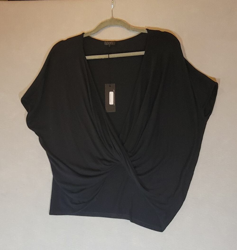 sen Collection Teagan Wrap Top Black One Size NWT